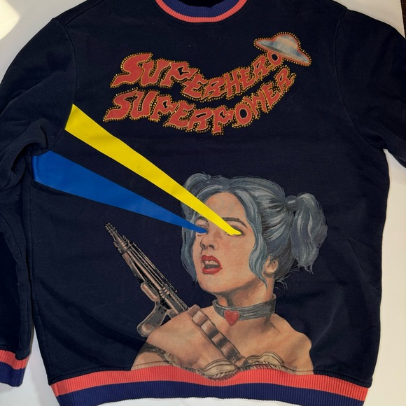 MUKZIN “Superhero” Navy Studded Sweater - Picture 1 of 6